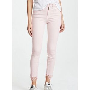 Mother Jeans High-Waisted Looker Dagger Ankle Fray Blush Women's 25 Light Pink